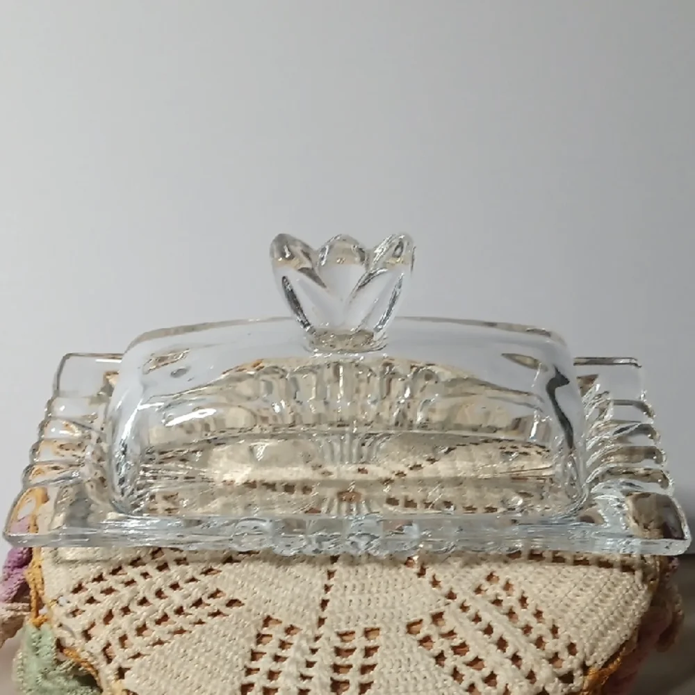 Saks Fifth Avenue Clear Glass Butter Dish